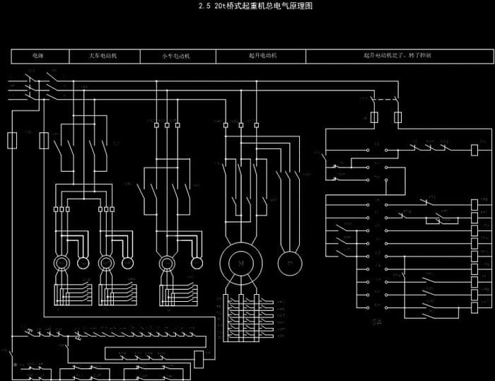 雙梁橋式起重機電路原理圖設計分析講解